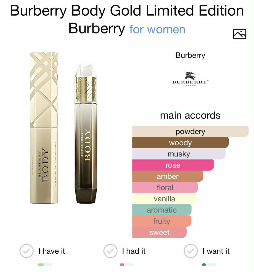 Burberry body gold limited edition