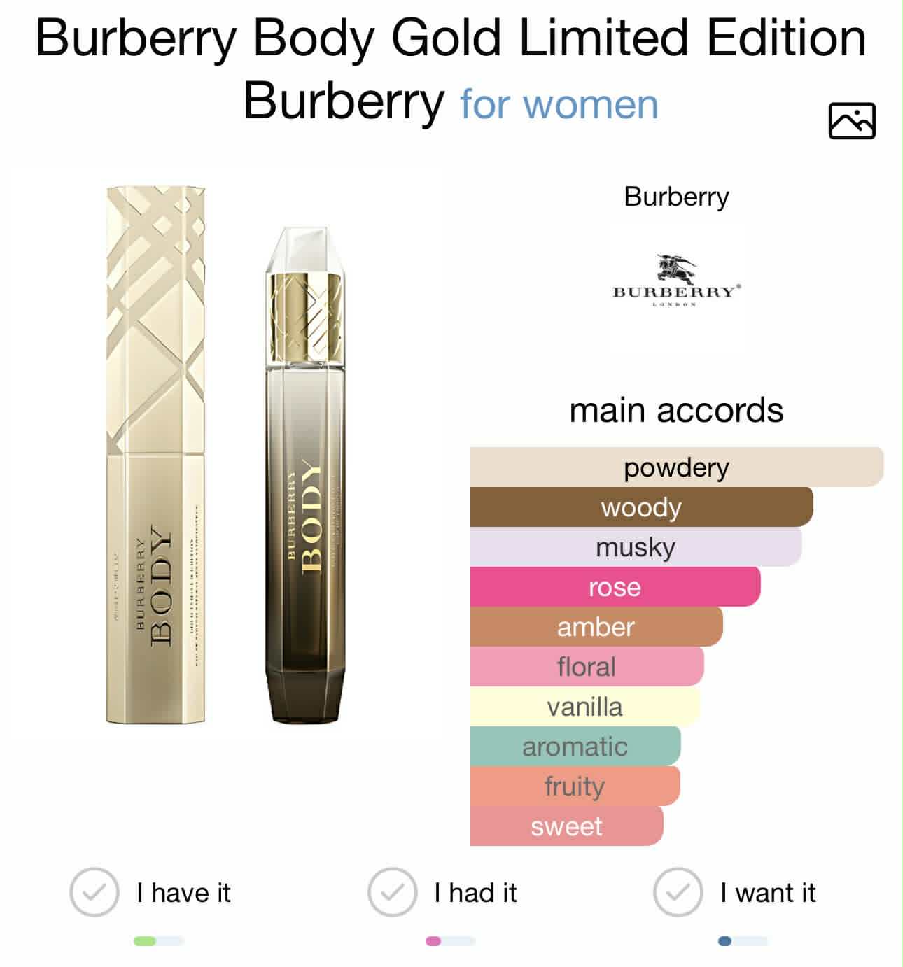 Burberry body gold limited edition